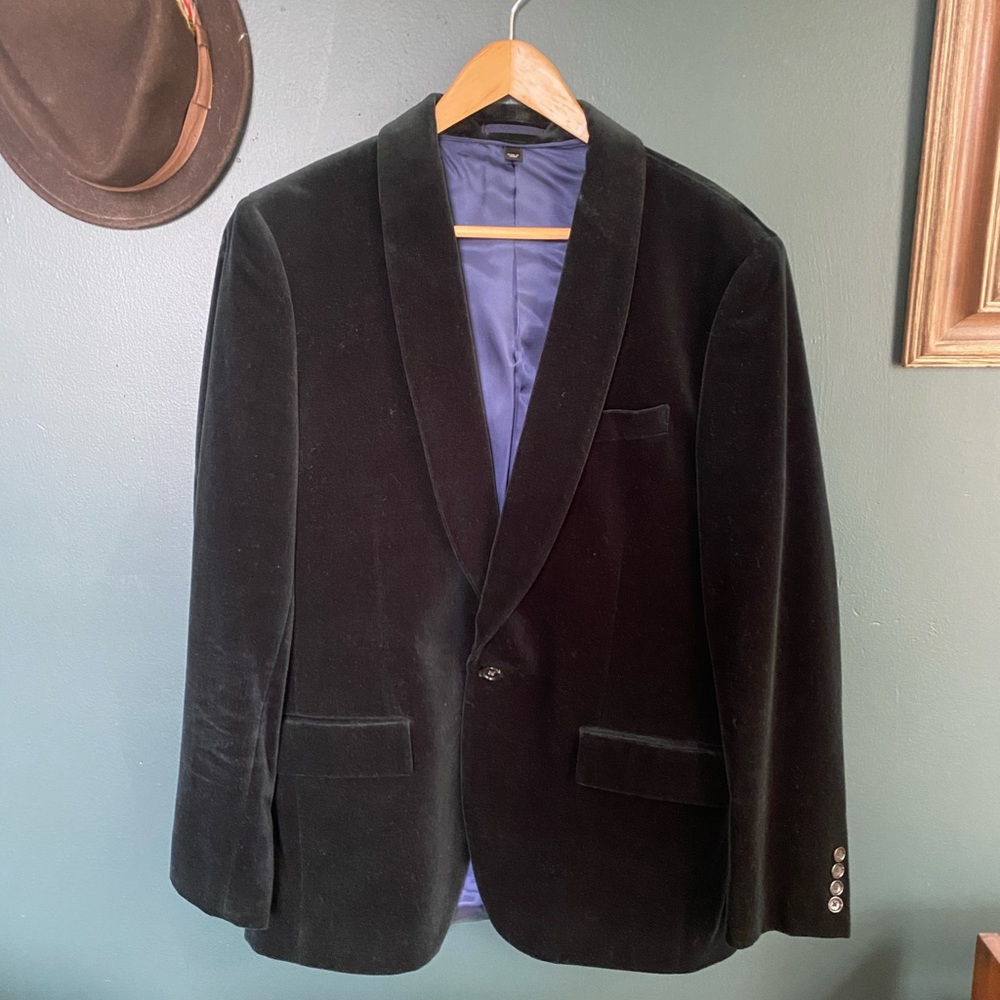 Men’s JCrew Velvet Ludlow Blazer, Dark Green, 40 R